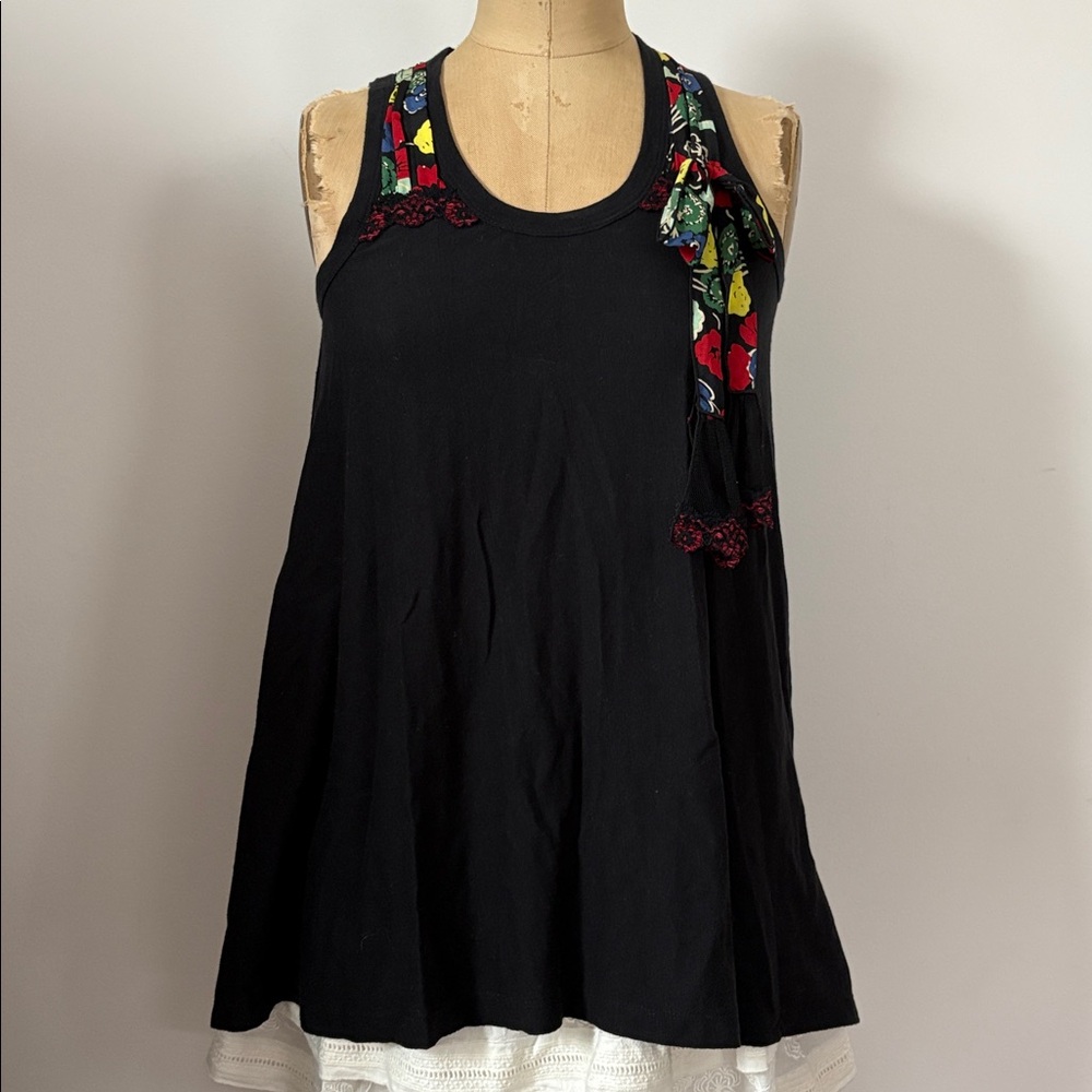NWT Y2K Anna Sui Cotton Silk T-Shirt Top Small Petite w/ Seam Repair